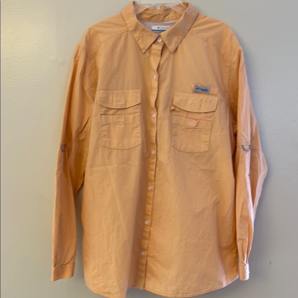 Columbia Orange Casual Button Down Shirt